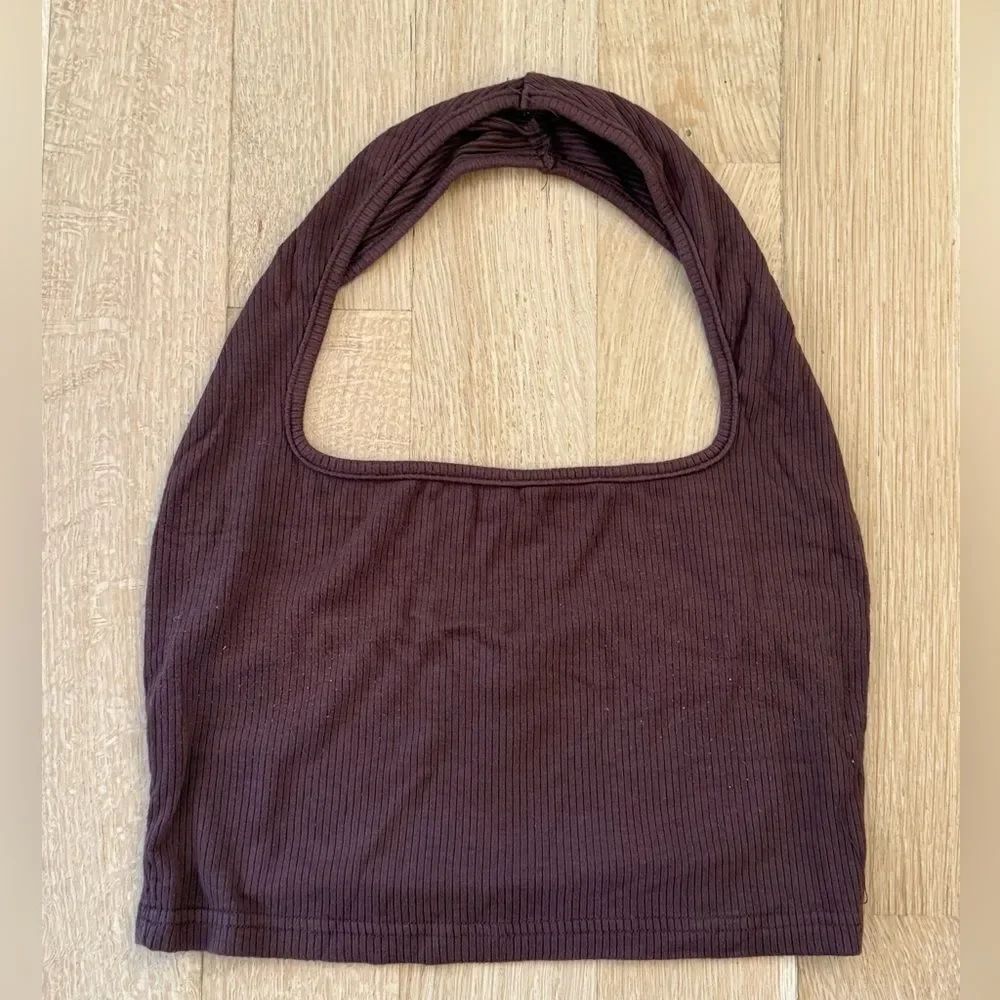 SHEIN Dark Purple Ribbed Crop Top